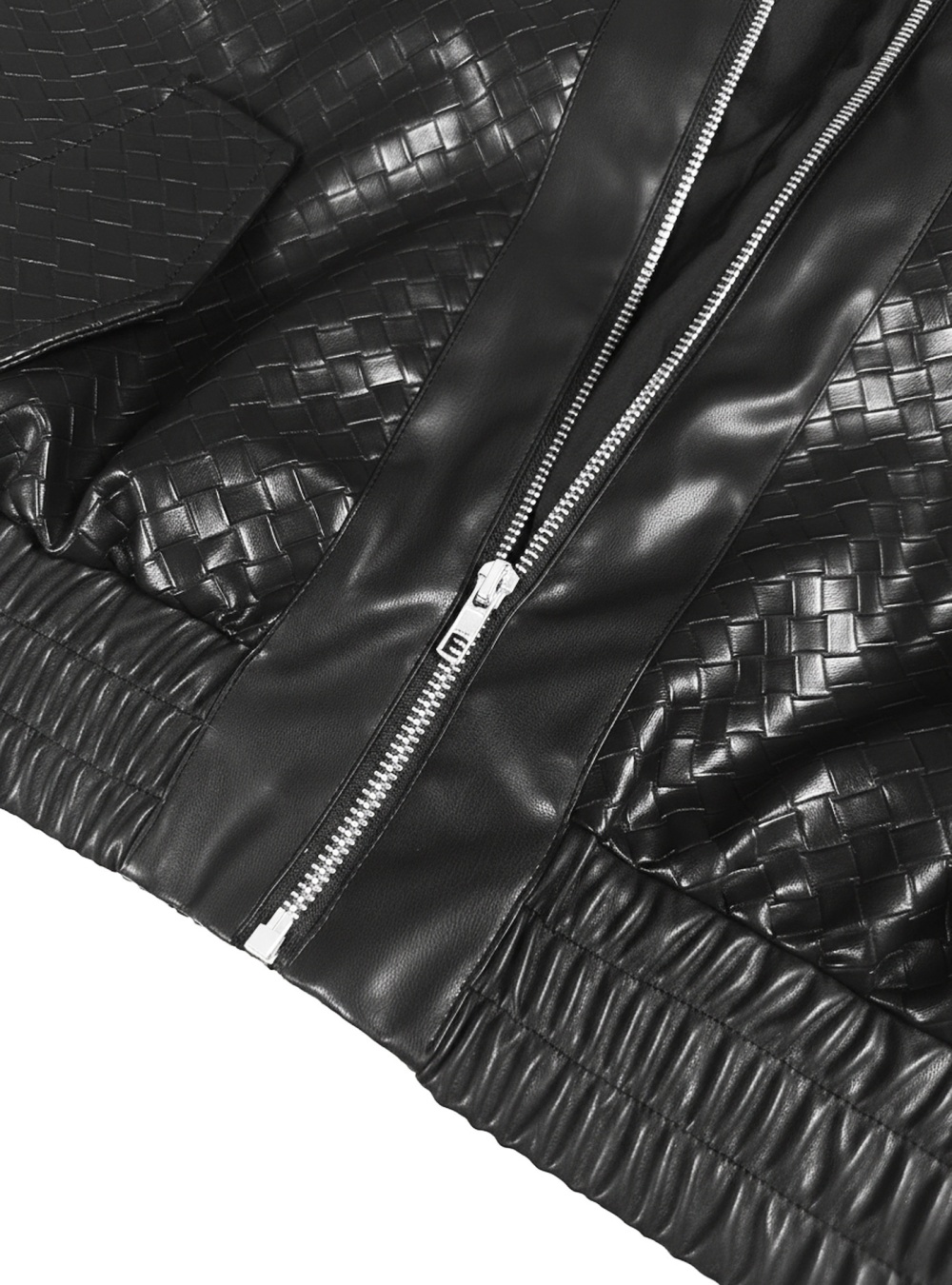 Zip short lapel tops European style PU coat for women