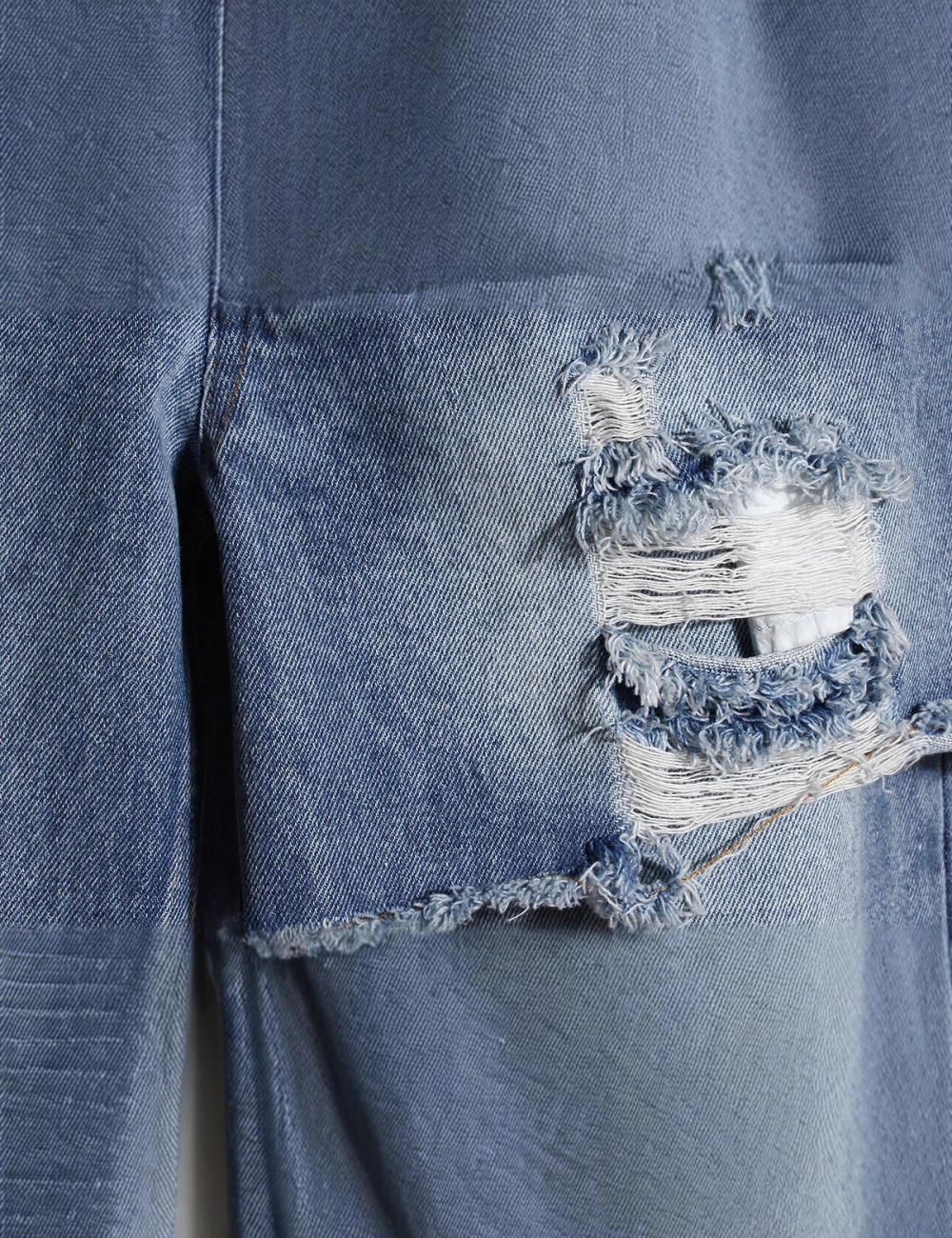 Pseudo-two high waist jeans loose culottes for women