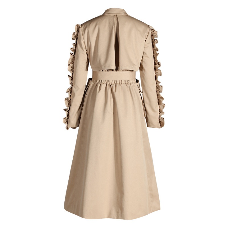 Long retro business suit slim wood ear coat for women