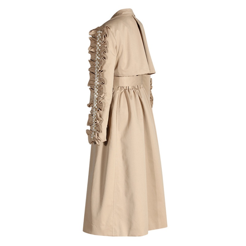 Long retro business suit slim wood ear coat for women