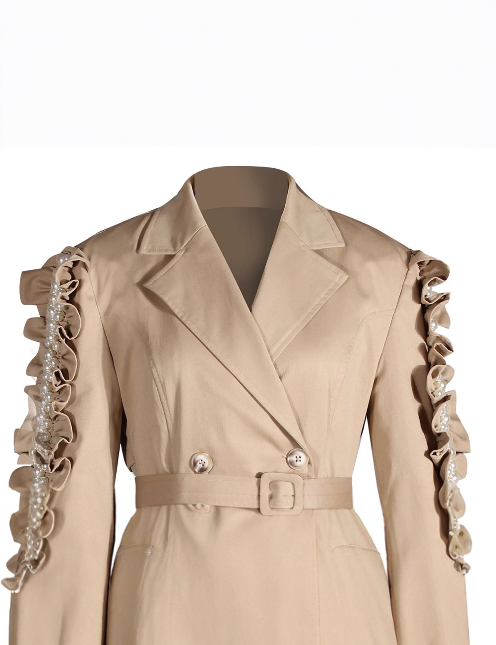 Long retro business suit slim wood ear coat for women