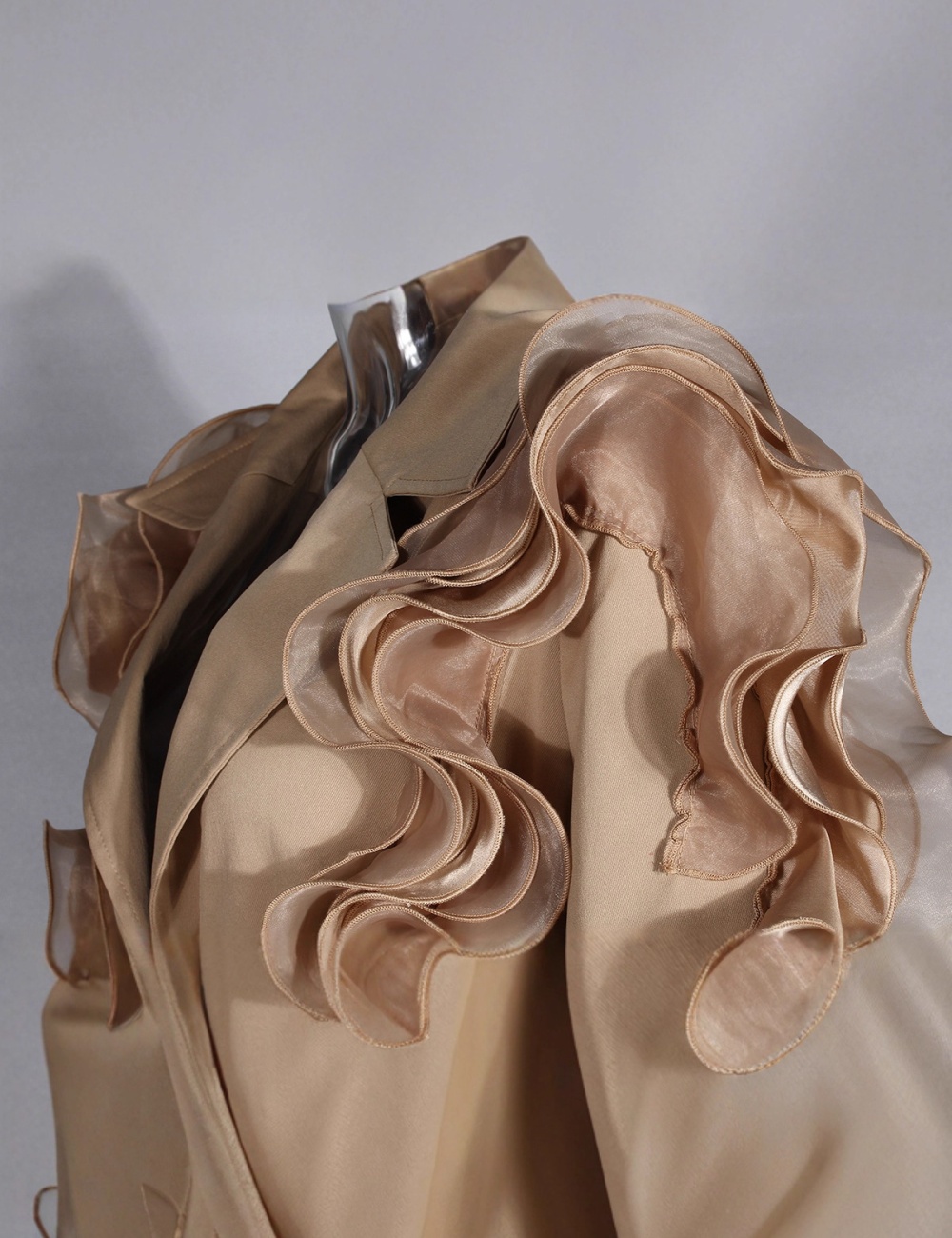 Splice lantern sleeve windbreaker lapel slim coat for women