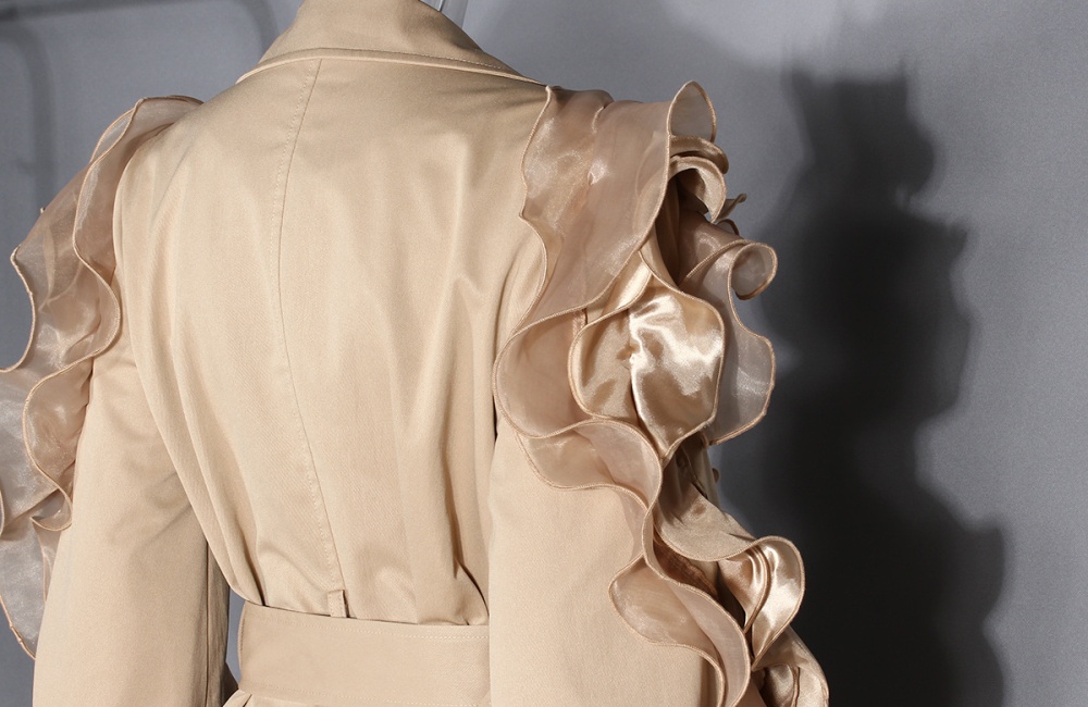 Splice lantern sleeve windbreaker lapel slim coat for women