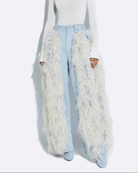 Denim long pants European style pants for women