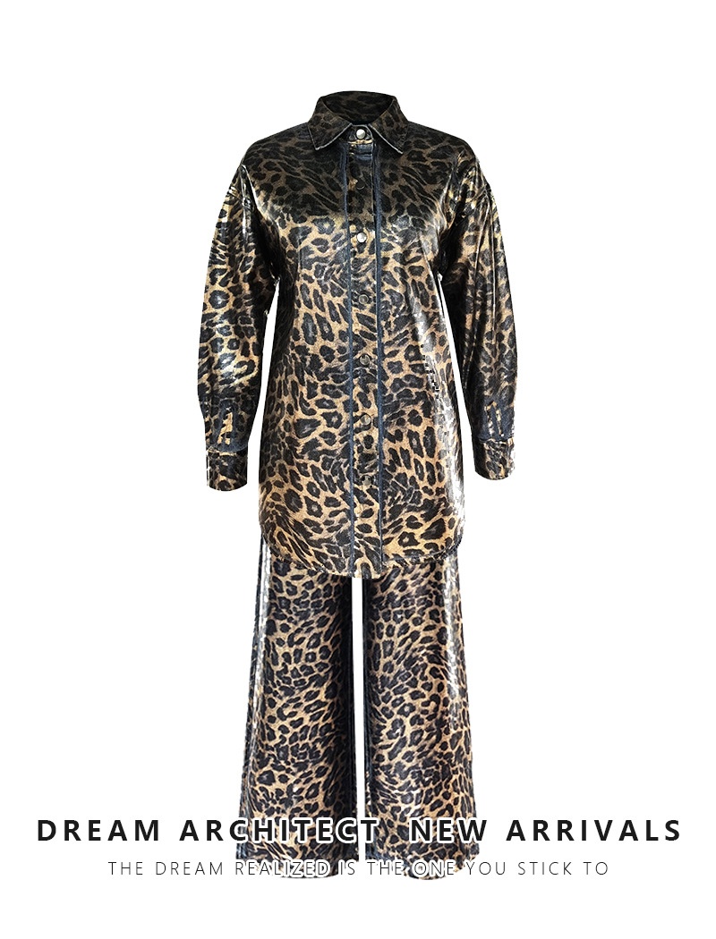 Temperament denim slim bronzing shirt a set