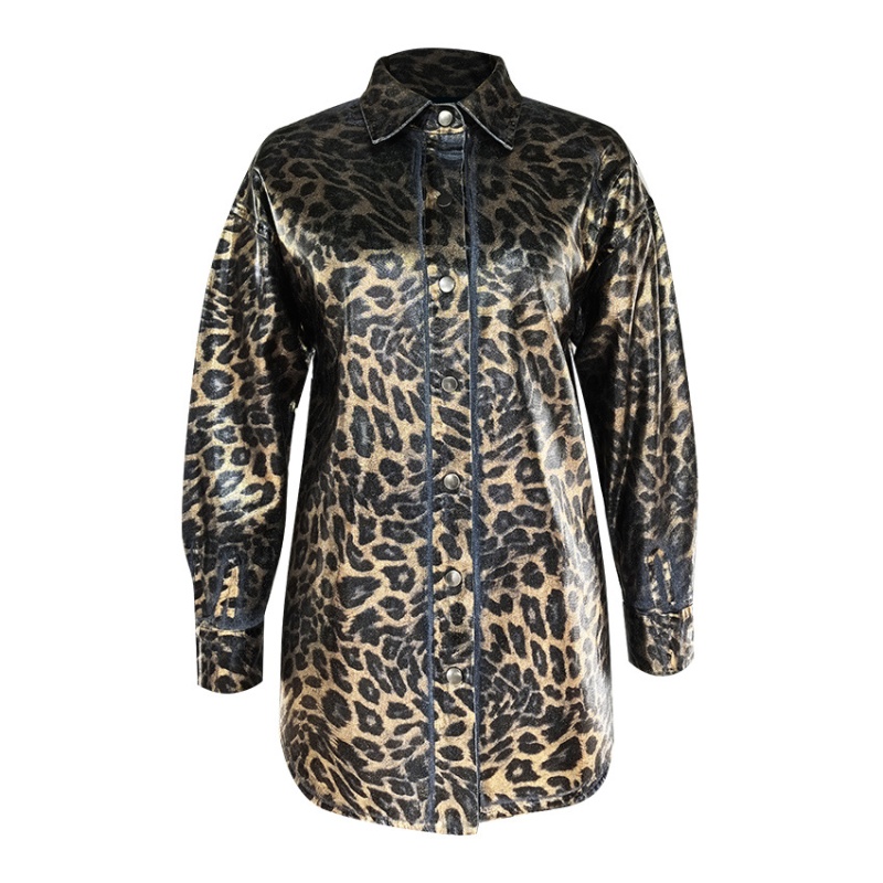 Temperament denim slim bronzing shirt a set