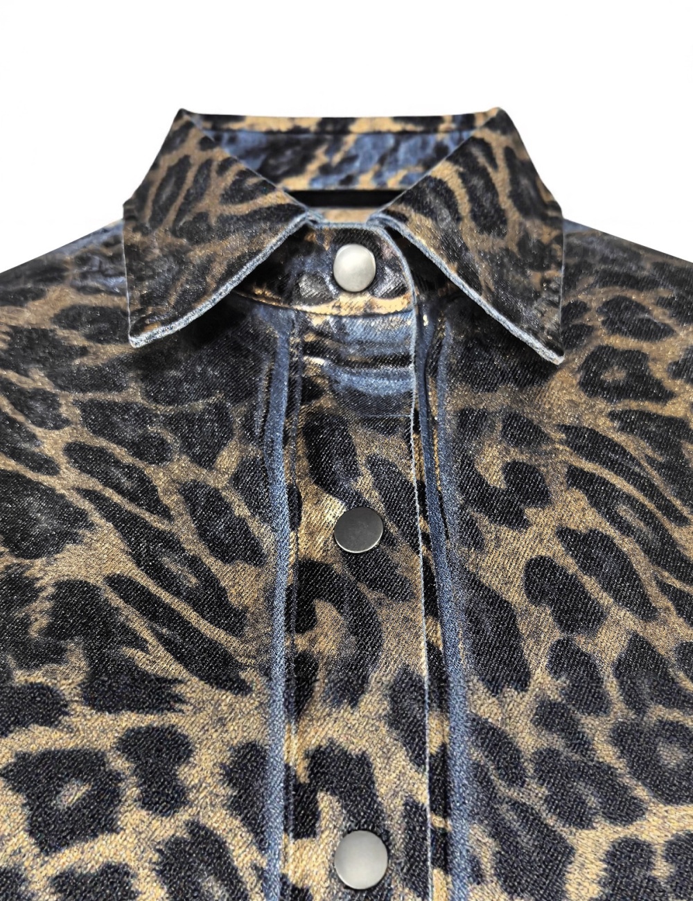 Temperament denim slim bronzing shirt a set