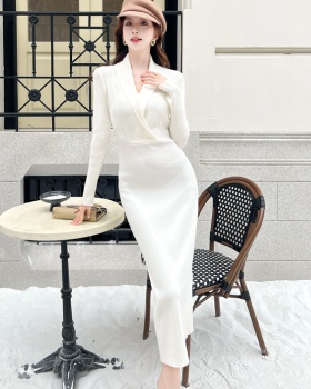 Long sleeve long dress knitted dress for women