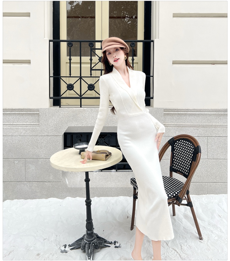 Long sleeve long dress knitted dress for women
