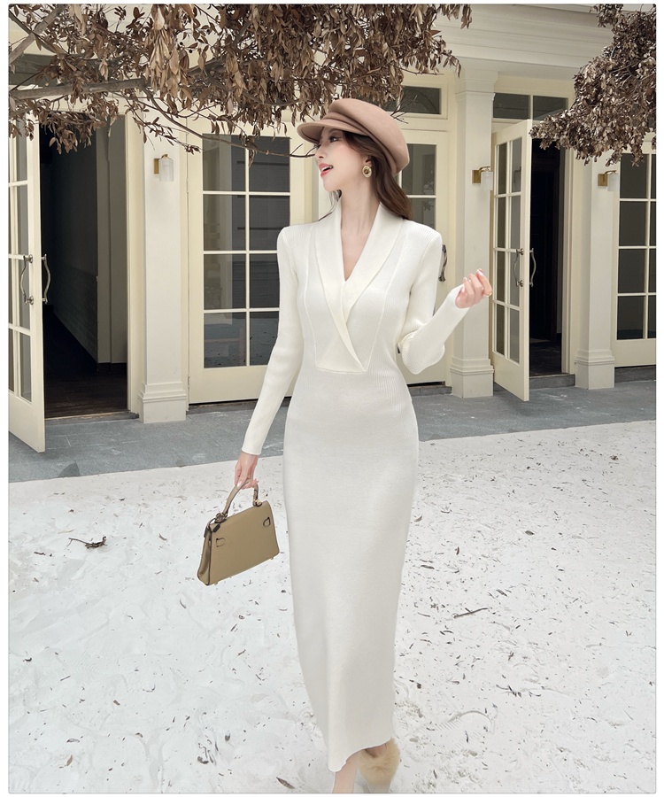 Long sleeve long dress knitted dress for women