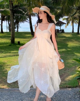 Vacation white jumpsuit velvet long dress for women