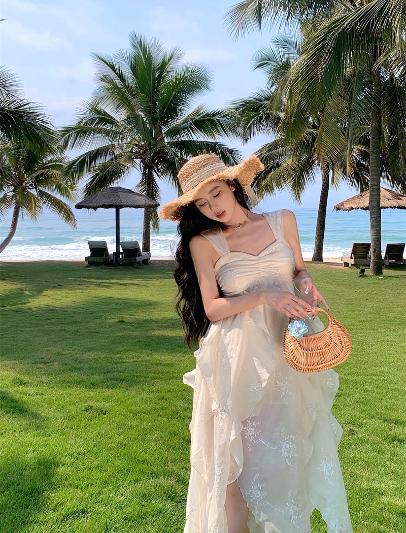 Vacation white jumpsuit velvet long dress for women