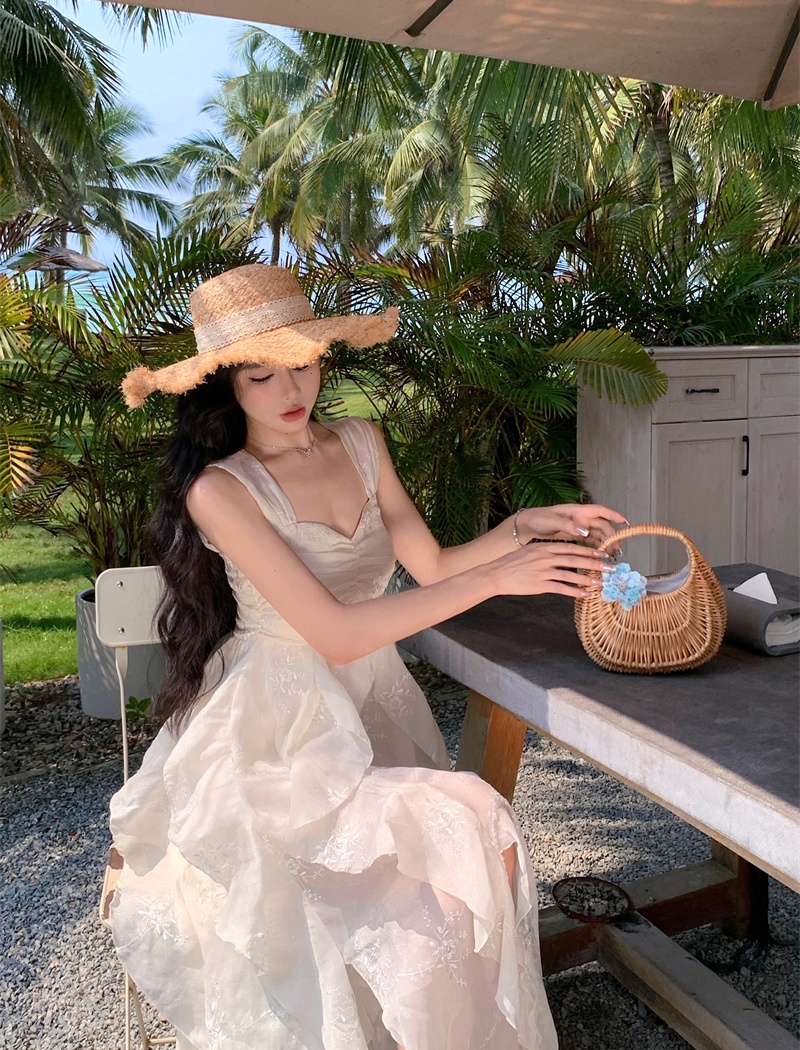 Vacation white jumpsuit velvet long dress for women