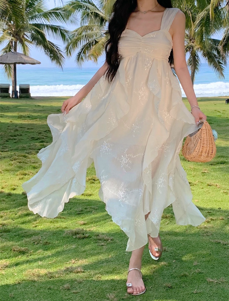 Vacation white jumpsuit velvet long dress for women