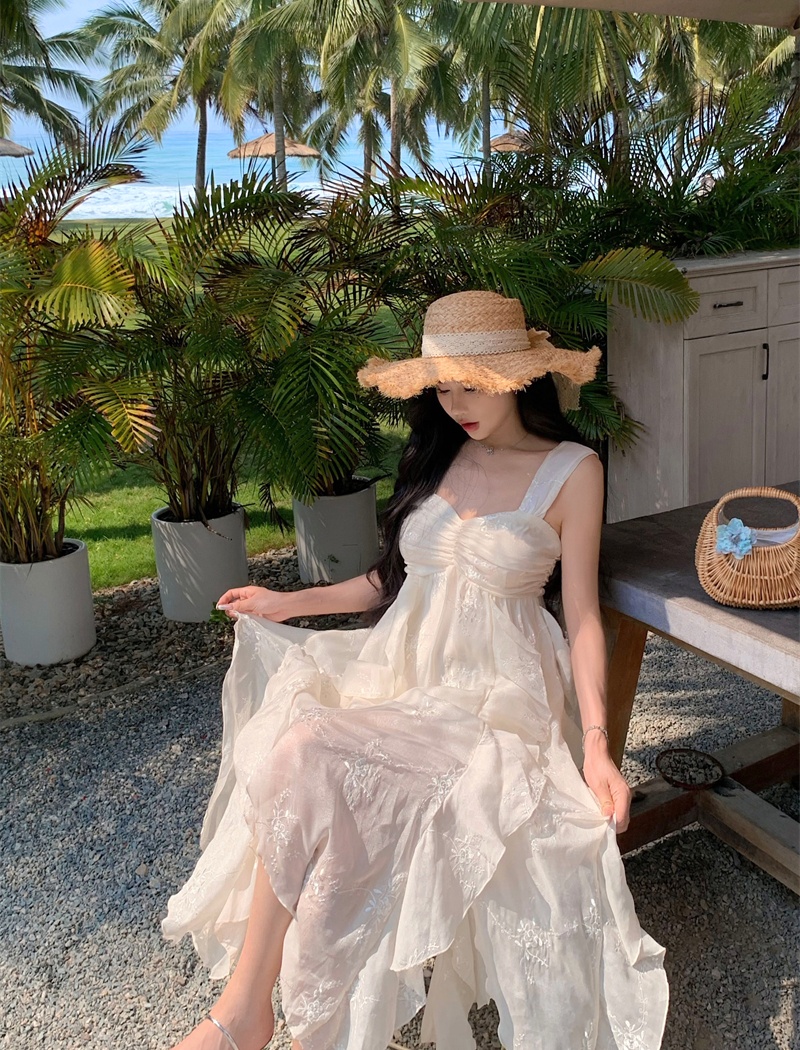 Vacation white jumpsuit velvet long dress for women