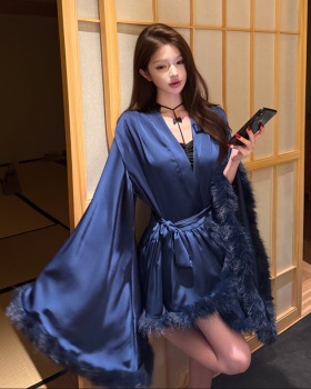 Short pinched waist nightgown satin frenum night dress