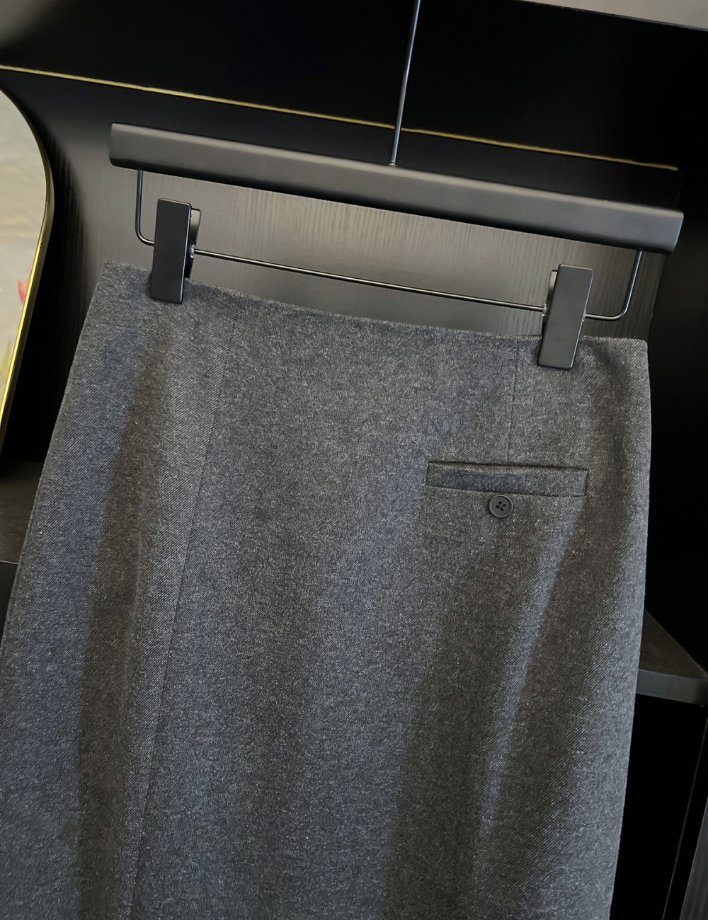 Dark-gray autumn and winter long dress slim skirt