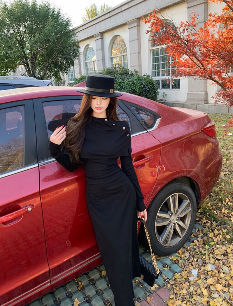 Temperament elegant shawl sexy slim long dress for women