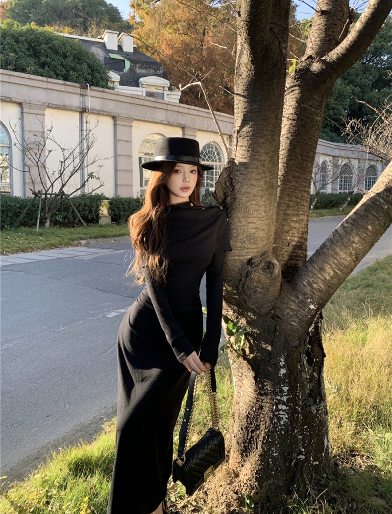 Temperament elegant shawl sexy slim long dress for women