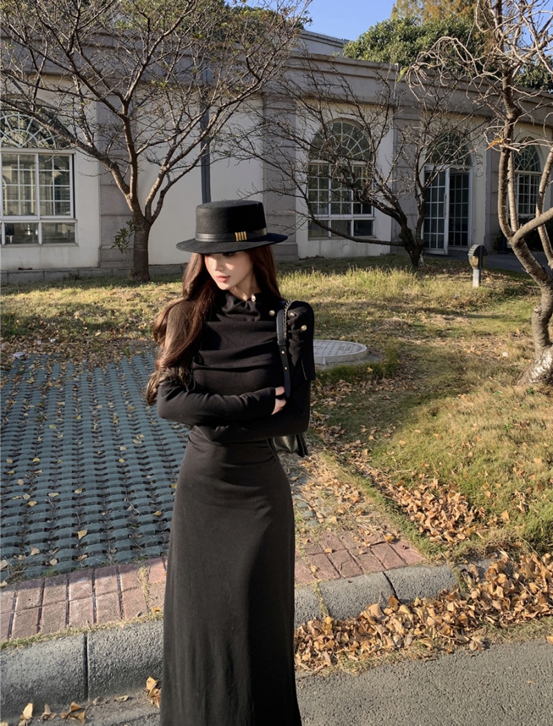 Temperament elegant shawl sexy slim long dress for women