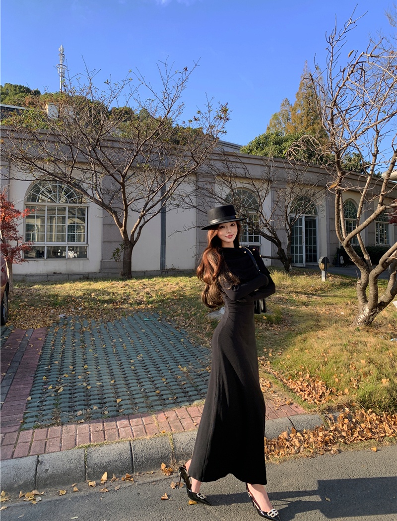 Temperament elegant shawl sexy slim long dress for women