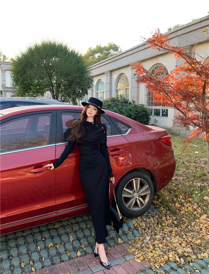 Temperament elegant shawl sexy slim long dress for women