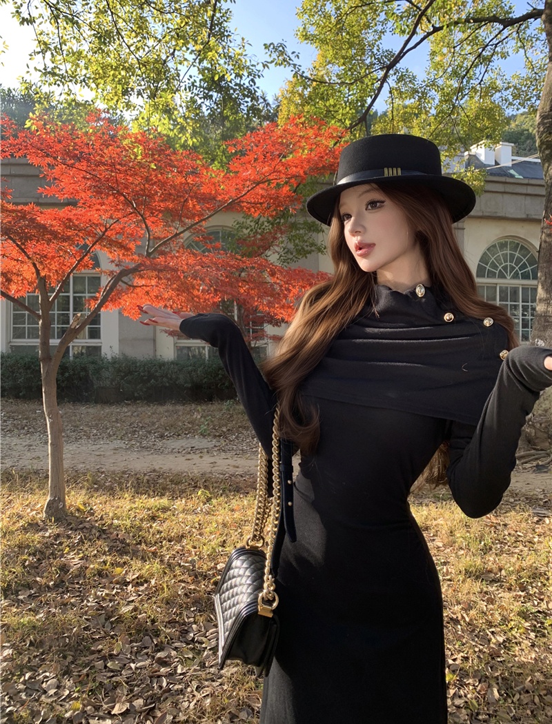 Temperament elegant shawl sexy slim long dress for women