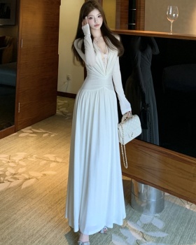 V-neck sexy dress slim long dress for women