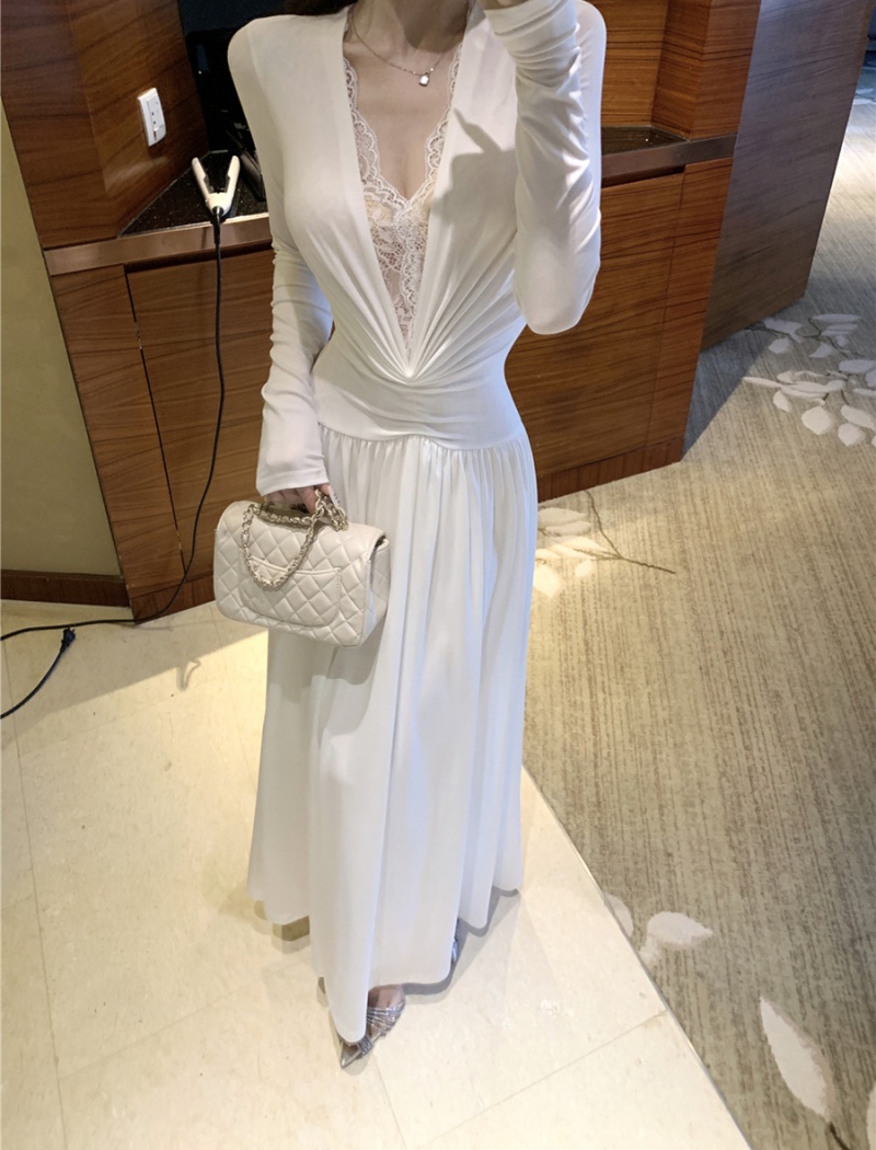 V-neck sexy dress slim long dress for women