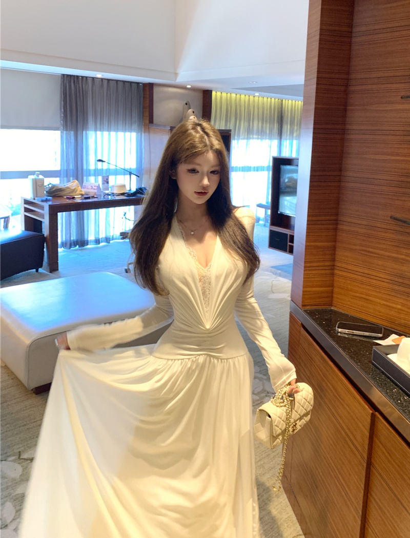 V-neck sexy dress slim long dress for women