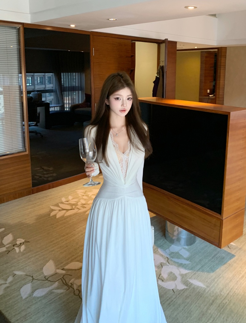 V-neck sexy dress slim long dress for women