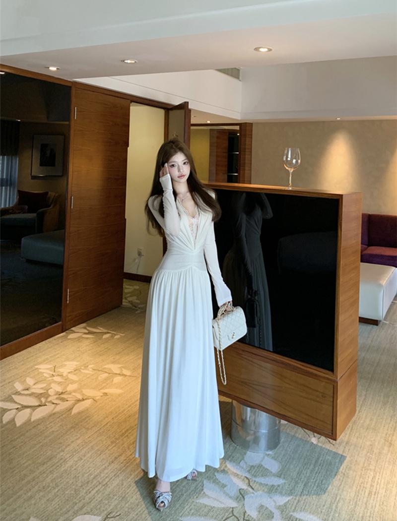 V-neck sexy dress slim long dress for women