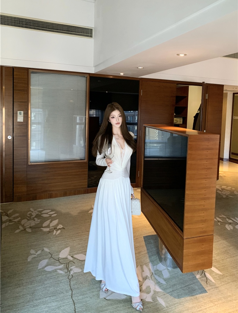 V-neck sexy dress slim long dress for women