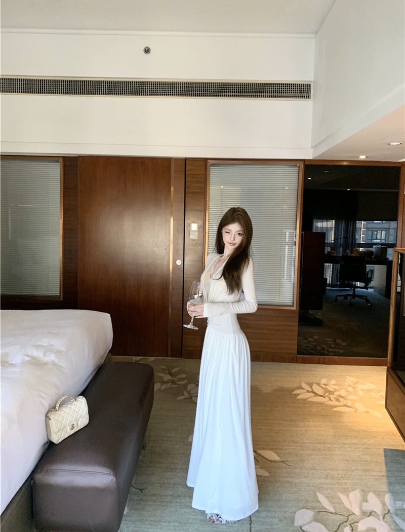 V-neck sexy dress slim long dress for women