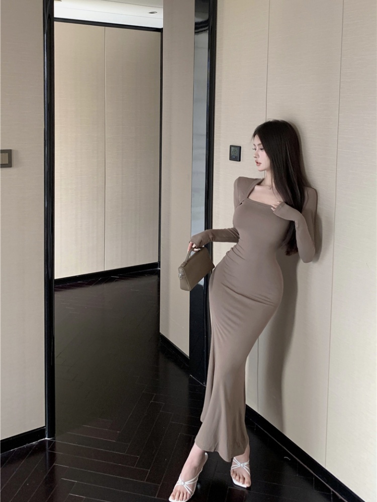 Slim retro temperament sexy  pinched waist dress for women