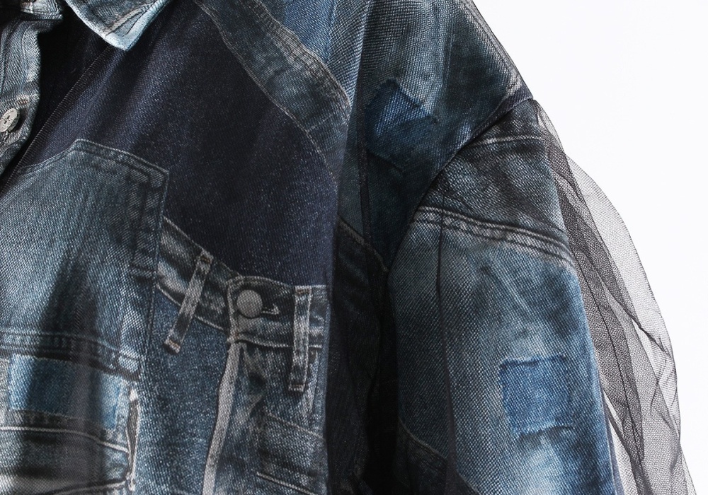 Denim stitching jacket loose spring shirt for women