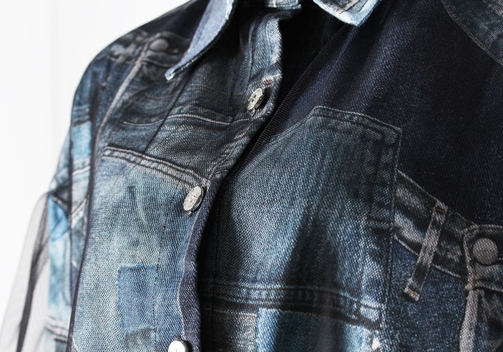 Denim stitching jacket loose spring shirt for women