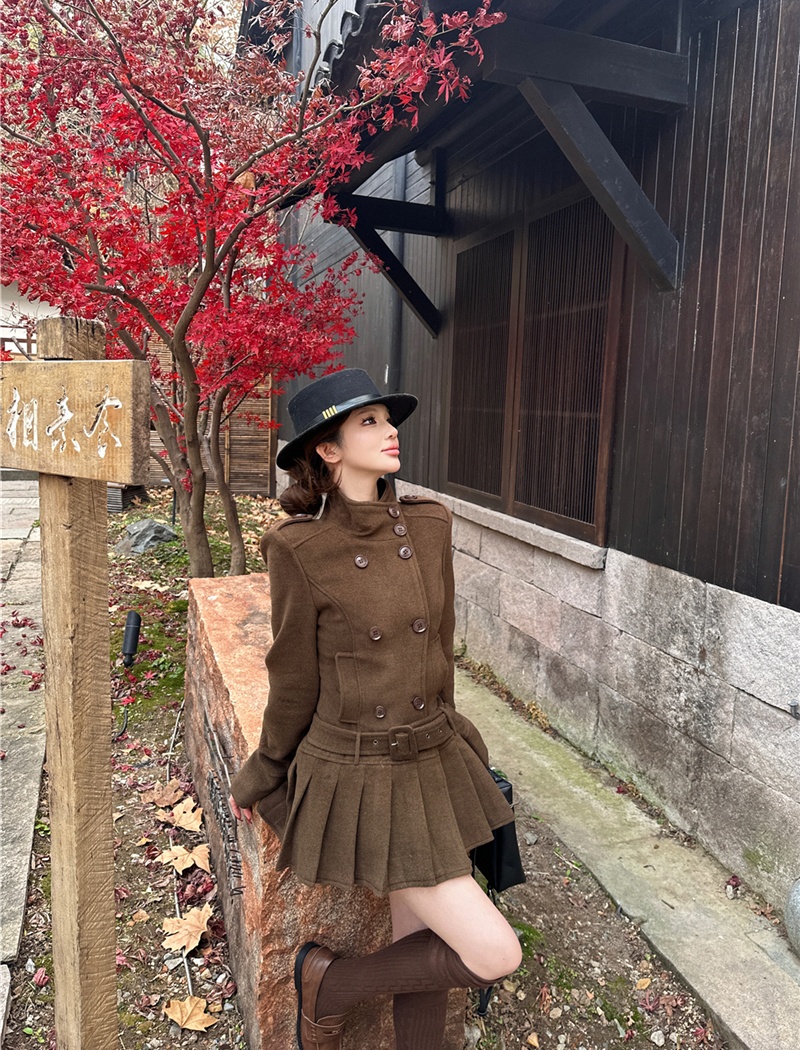 Pinched waist slim dress woolen business suit for women