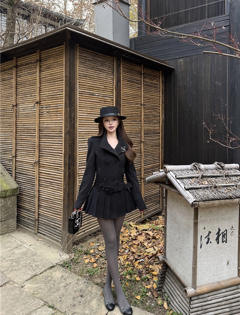 Pinched waist slim dress woolen business suit for women