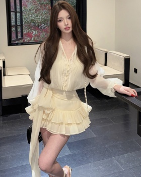 Spring France style dress bow shorts a set for women