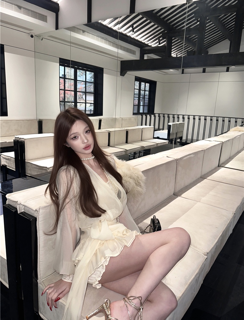 Spring France style dress bow shorts a set for women