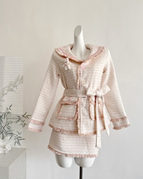 Show young bow coat frenum sweet skirt a set