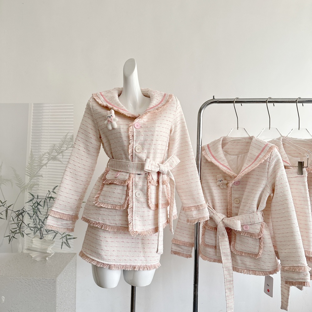 Show young bow coat frenum sweet skirt a set