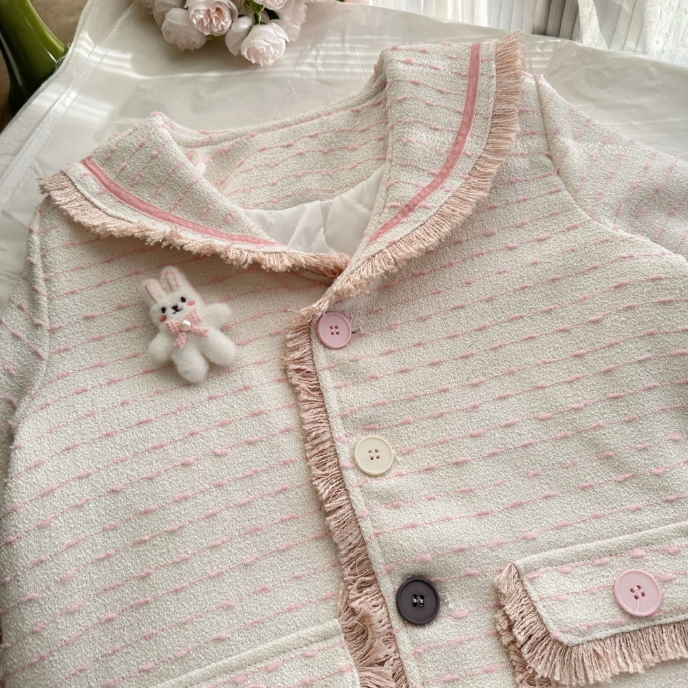 Show young bow coat frenum sweet skirt a set