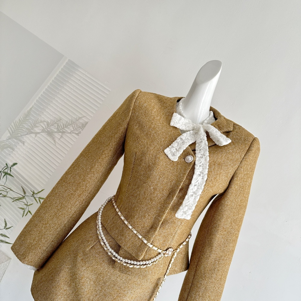 Chanelstyle winter short skirt wool jacket 2pcs set