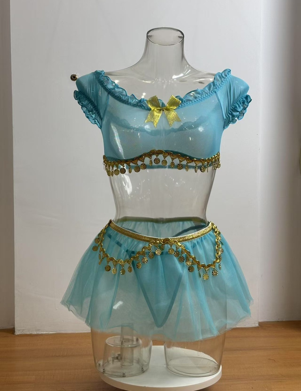 Sequins flat shoulder enticement Sexy underwear a set