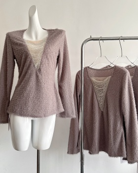Knitted pink autumn and winter fashion chain tops