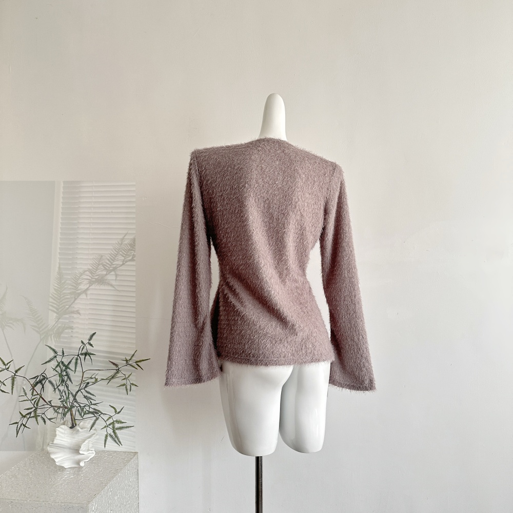 Knitted pink autumn and winter fashion chain tops