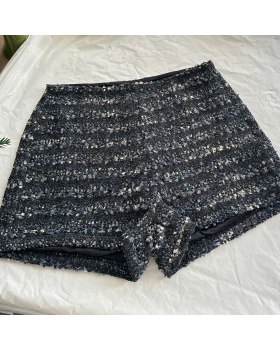 High waist slim woolen shorts