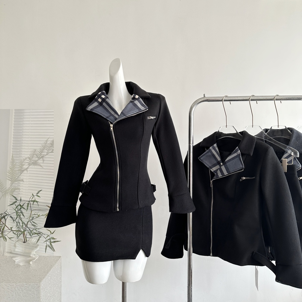 Short mixed colors coat autumn and winter business suit a set